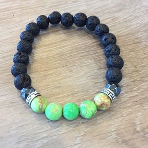 Healing Bracelet, Lava Stone, Serpentine Gemstone